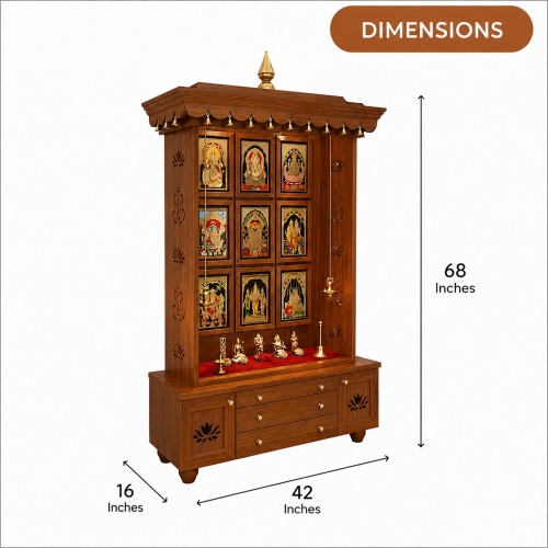 Wooden Pooja Mandir for Home 42-16-68 inches in UK 5 pooja-mandir-for-home