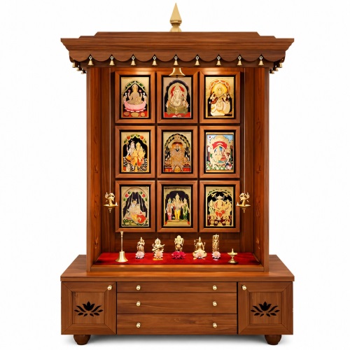 Wooden Pooja Mandir for Home 42-16-68 inches in UK 2 poojamandir